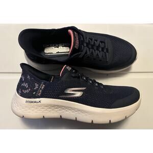 Skechers Slip-ins Shoes Womens Size 9 Navy Pink Go Walk Memory Foam 124823